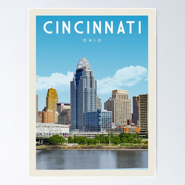 Item preview, Cincinnati Ohio Vintage Travel Poster designed and sold by Vintaprints-co.