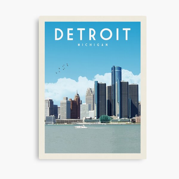 Item preview, Detroit Michigan Vintage Travel Poster designed and sold by Vintaprints-co.