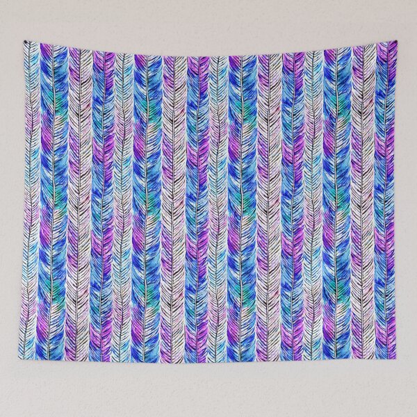 Artikelvorschau, Blue and purple watercolor feathers pattern entworfen und verkauft von ibelieveimages.