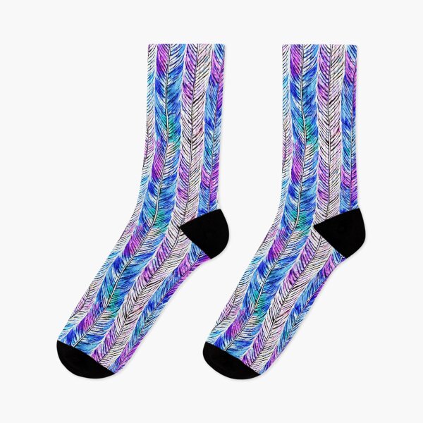 Item preview, Blue and purple watercolor feathers pattern designed and sold by ibelieveimages.