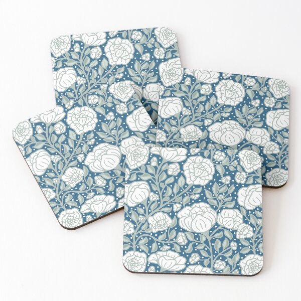 Item preview, Trailing Floral with White Flowers_Blue designed and sold by AmberMaeJacobs.