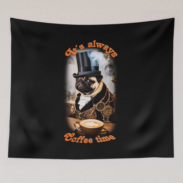Item preview, Funny pug portrait also for coffee fans. designed and sold by ArtCreator2023.
