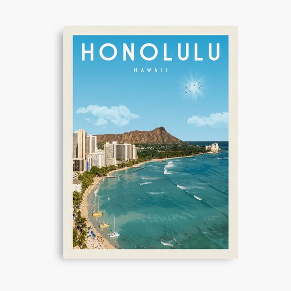 Item preview, Honolulu Hawaii Vintage Travel Poster designed and sold by Vintaprints-co.