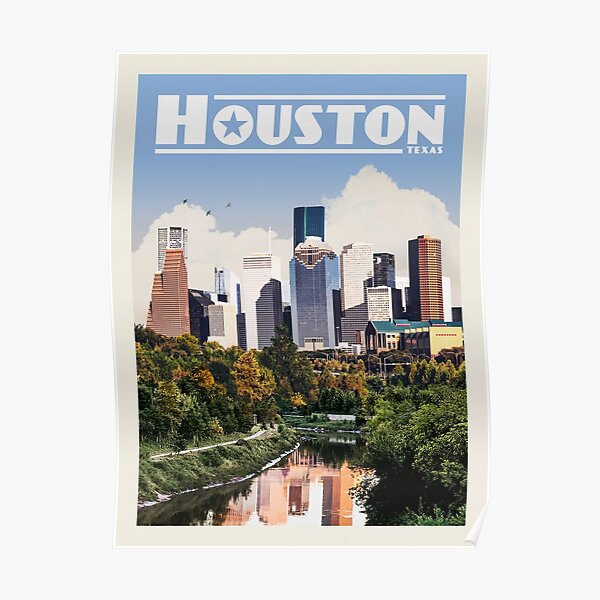 Vintage Houston Baseball Space City Skyline Retro Cityscape T