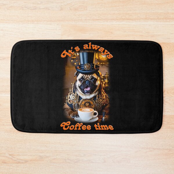 Item preview, Portrait of a funny pug enjoying a cup of coffee. designed and sold by ArtCreator2023.