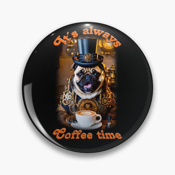 Item preview, Portrait of a funny pug enjoying a cup of coffee. designed and sold by ArtCreator2023.