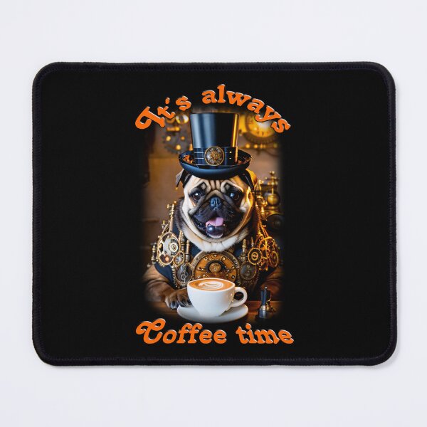Item preview, Portrait of a funny pug enjoying a cup of coffee. designed and sold by ArtCreator2023.