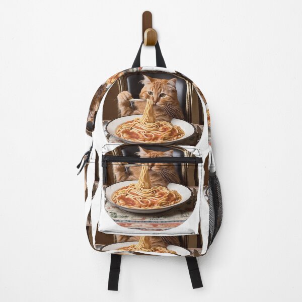 Item preview, cat eating spaghetti, Feline feasting on pasta designed and sold by Benjamin Christopher.