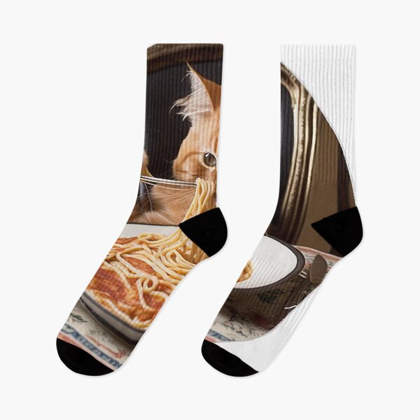Item preview, cat eating spaghetti, Feline feasting on pasta designed and sold by Benjamin Christopher.