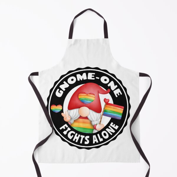 Item preview, Gnome-One Fights Alone LGBTQ Ally Rainbow Gnome designed and sold by TheButtonCrew.