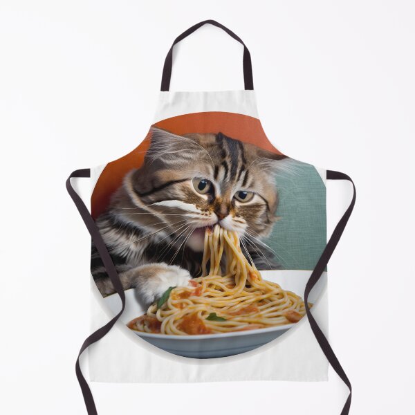 Item preview, cat eating spaghetti, Kitty chowing down on noodles designed and sold by Benjamin Christopher.