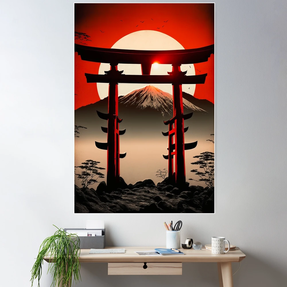 Japanese Landscape Watercolor Digital Art | Poster