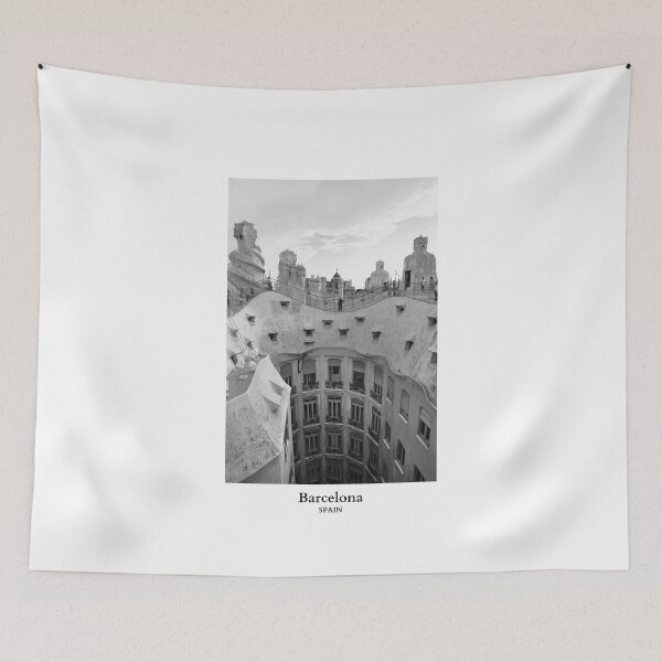 Item preview, Casa Mila by Architect Antoni Gaudi in Barcelona Spain Travel Black and White designed and sold by SoccaTamam.