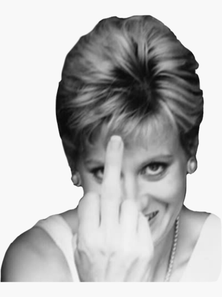 Thumbnail 3 of 3, Sticker, Princess Diana Middle Finger designed and sold by wheezyprint.