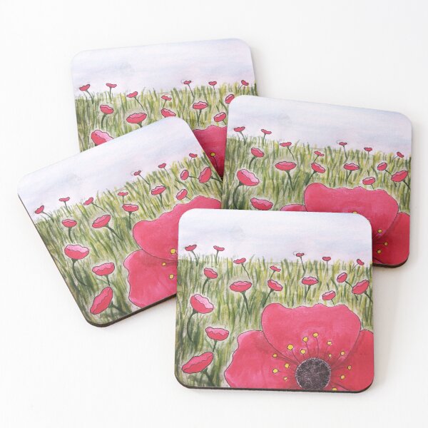 Item preview, watercolor field full of poppies designed and sold by -Lily-Anne-.