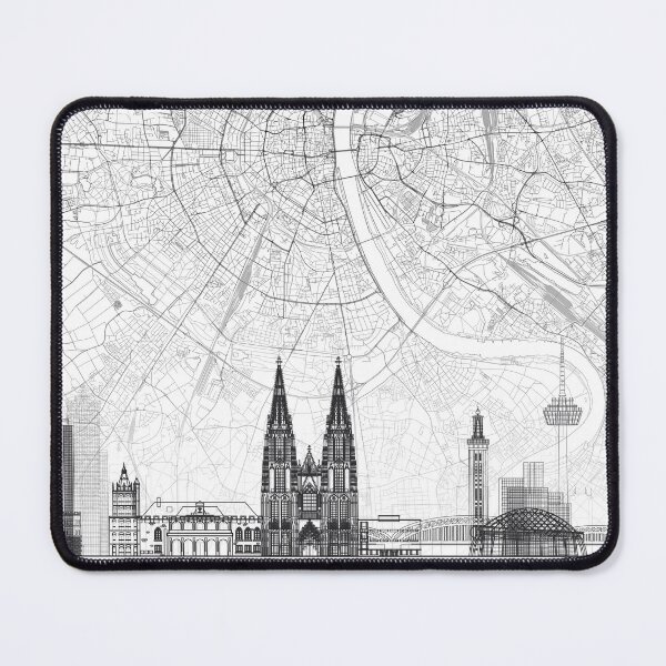 Item preview, Cologne Map Skyline BW Line by LandSartprints designed and sold by LandSartprints.
