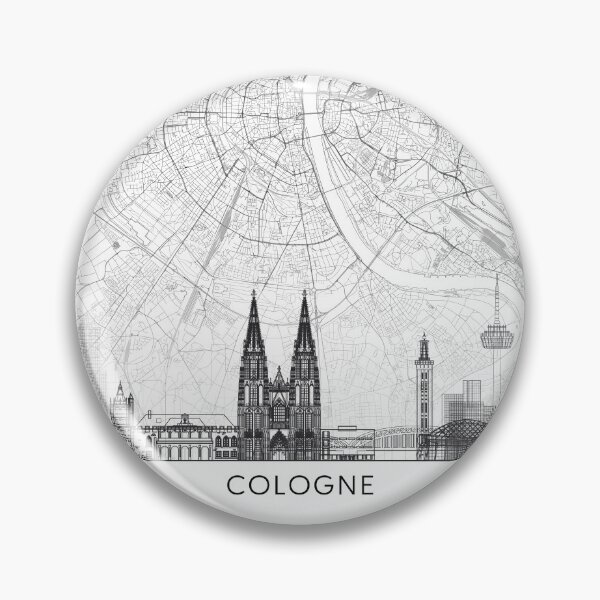 Item preview, Cologne Map Skyline BW Line by LandSartprints designed and sold by LandSartprints.
