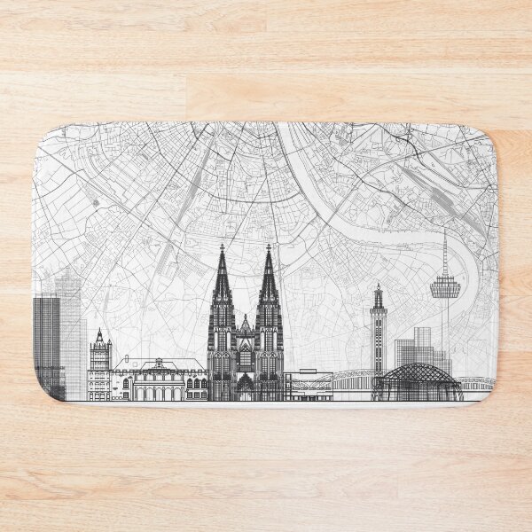 Item preview, Cologne Map Skyline BW Line by LandSartprints designed and sold by LandSartprints.