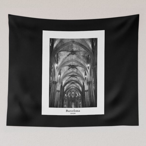 Item preview, Gothic Cathedral Santa Eulali Church in Barcelona Spain Travel Black and White designed and sold by SoccaTamam.