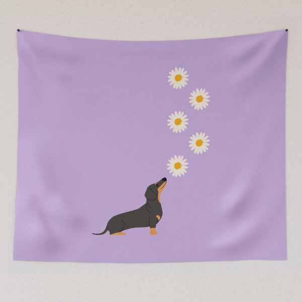 Item preview, Dachshund Dog with Daisy Flower designed and sold by SeasonalDogs.