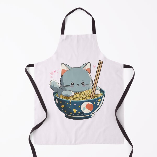Aperçu de l'œuvre Chat kawaii mangeant des nouilles créée et vendue par lelixart.