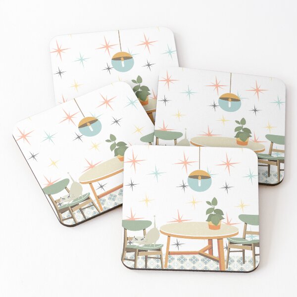 Item preview, Mid Century Modern Kitchen with Cat designed and sold by uhnotsocool.