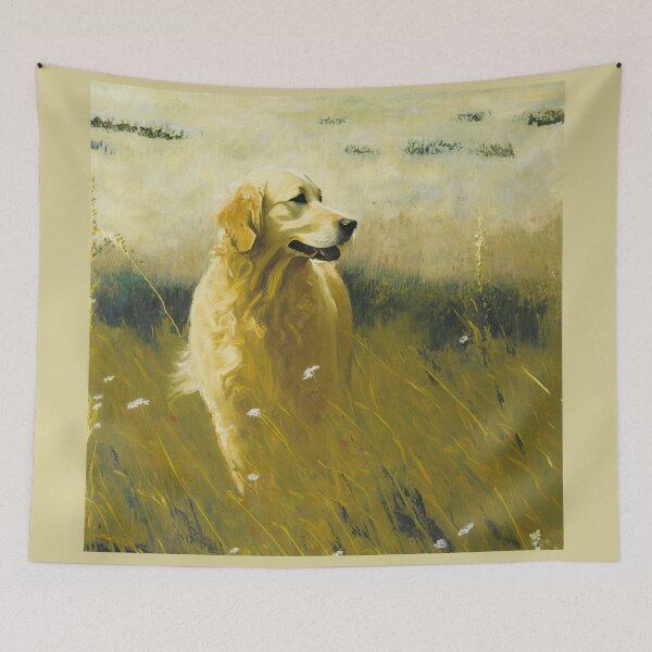 Item preview, Golden Retriever in a Field with Wildflowers designed and sold by newnomads-art.