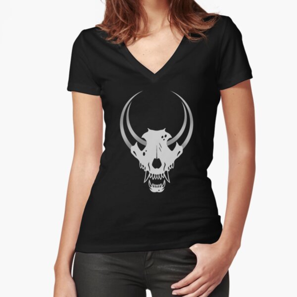 Lune et Crâne de loup T-shirt moulant col V