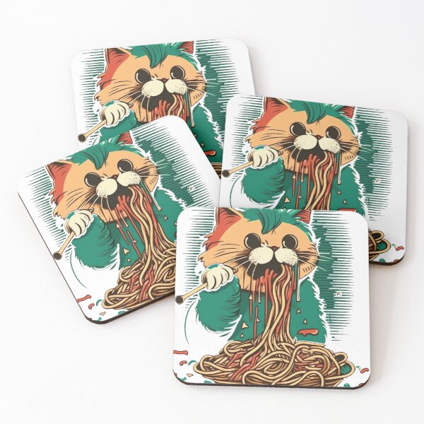 Item preview, cat eating spaghetti, cat devouring spaghetti designed and sold by Benjamin Christopher.