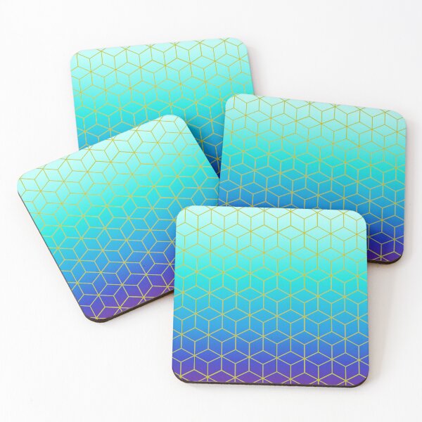 Item preview, Gold Cubes on Gradient Blue designed and sold by zibziby.