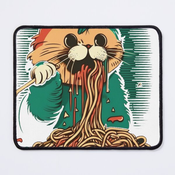 Item preview, cat eating spaghetti, cat devouring spaghetti designed and sold by Benjamin Christopher.