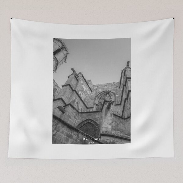 Item preview, Saint Agatha Chapel in Barcelona Spain Travel Black and White designed and sold by SoccaTamam.