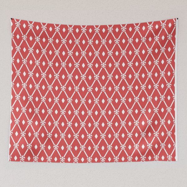 Item preview, Indian Red Trellis Damask Fleur Pattern designed and sold by Sweet  Zoe Shop.