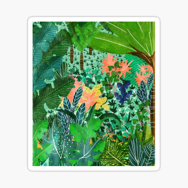 Item preview, Dense Forest | Colorful Jungle Botanical Nature | Eclectic Bohemian Watercolor Maximalist Painting designed and sold by 83oranges.