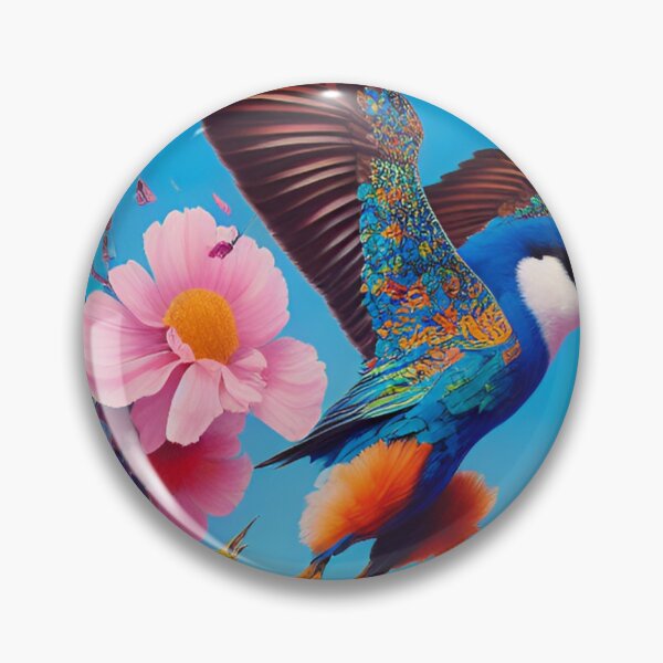 Item preview, Strange Small Blue Bird Among Blooming Flowers designed and sold by FantasyEmpire.