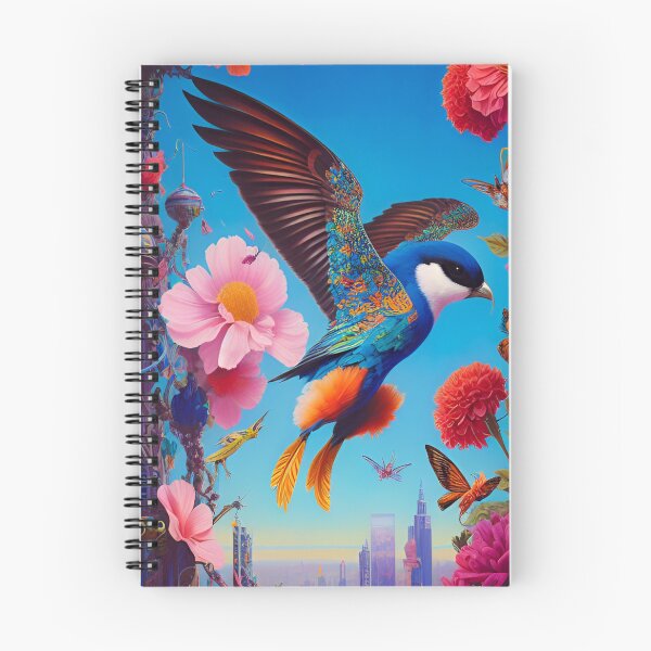 Artikelvorschau, Seltsamer kleiner blauer Vogel unter blühenden Blumen entworfen und verkauft von FantasyEmpire.