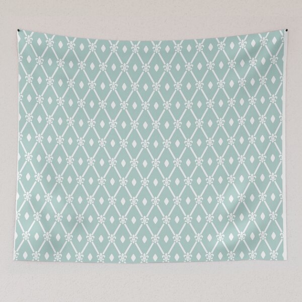 Item preview, Mint and White Trellis Damask Fleur Pattern designed and sold by Sweet  Zoe Shop.