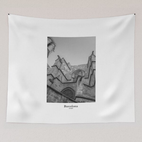 Item preview, Saint Agatha Chapel View in Barcelona City Spain Travel Black and White designed and sold by SoccaTamam.