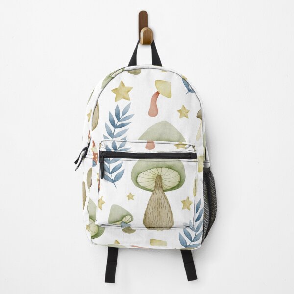 Item preview, Soft Mushrooms & Stars with Leaves on White - Witchy Pattern designed and sold by ThriceRound.