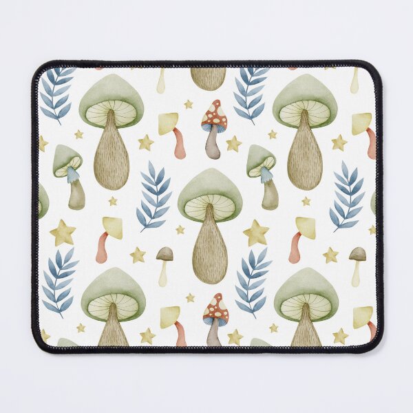 Item preview, Soft Mushrooms & Stars with Leaves on White - Witchy Pattern designed and sold by ThriceRound.