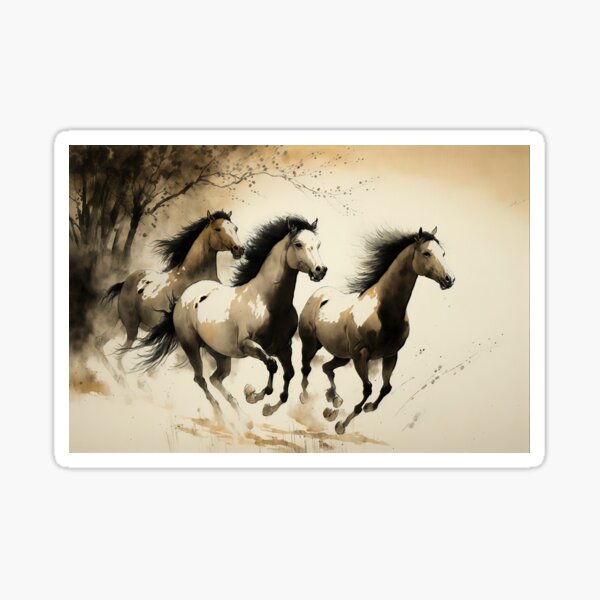 Aperçu de l'œuvre Courir des chevaux en sépia créée et vendue par avancee.