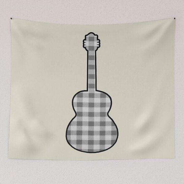 Item preview, Black and White Rumpled Flannel Guitar designed and sold by janraydesigns.