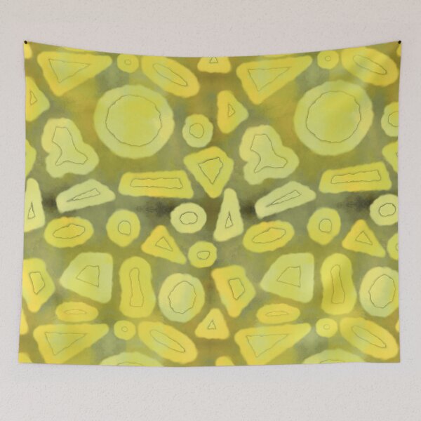 Item preview, Tie and dye Random shapes lemon yellow abstract seamless pattern designed and sold by chuckletuckle.