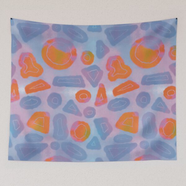 Item preview, Tie and dye Random shapes orange blue abstract seamless pattern designed and sold by chuckletuckle.