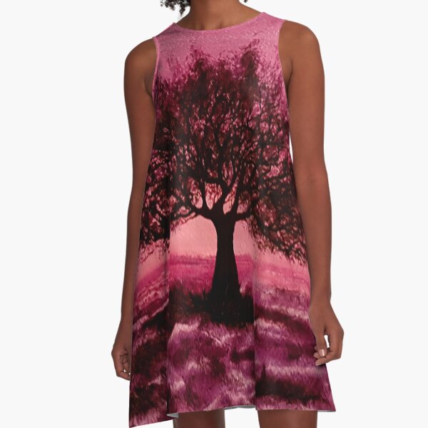 Cherry tree, Wathercolor A-Line Dress