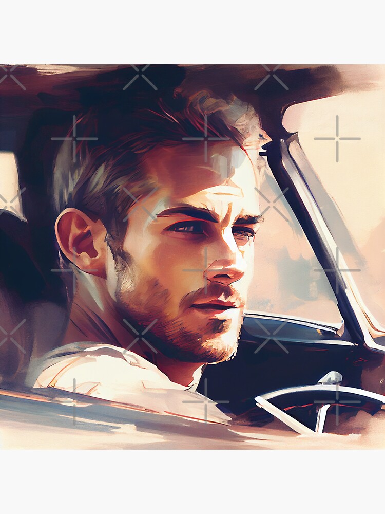 Legende Paul Walker fahrt sein Auto Sticker