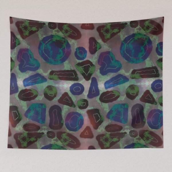 Item preview, Random geometric shapes luminous abstract seamless pattern designed and sold by chuckletuckle.