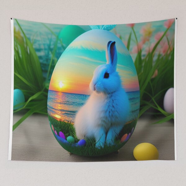 Item preview, Colorful Festive Easter Eggs Easter Bunny Spring Flowers Version 52 designed and sold by DreamingAwake1.
