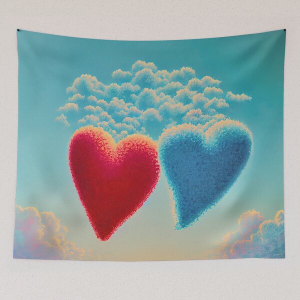 Item preview, Heart made of clouds over a field of poppies  designed and sold by Arthoughts.