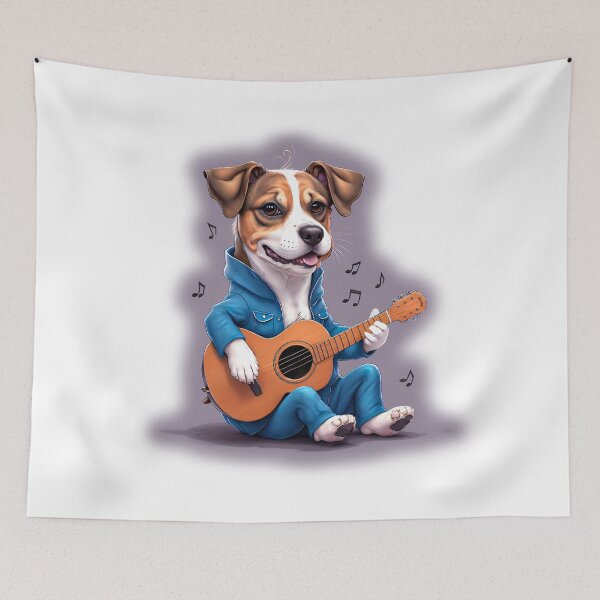 Item preview, Puppy playing guitar, adorable pet play guitar designed and sold by Ricardo Gutierrez.